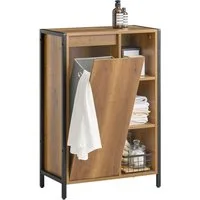 SoBuy Wäscheschrank BZR65, Badezimmerschrank Badschrank schmal für Flur, Bad, Schlafzimmer mit ausklappbarem Wäschesäcken Wäschesack Wäschetruhe