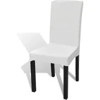 furnicato Stuhlhusse Stuhlhussen Weiß 6 Stück für Stühle bis 55 cm Höhe, Dehnbare Stuhlbezüge aus Polyester, maschinenwaschbar bei 40 Grad