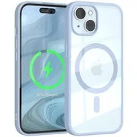 EAZY CASE Handyhülle Transparente Hülle mit MagSafe für iPhone 15 6,1 Zoll, Softcase, Schutzhülle mit Displayschutz, stoßfest, kratzfest, Hellblau