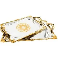 Sunay Servier-Set 2er Set Gemusterte Serviertabletten - Edelstahl mit eleganten Griffen, (2-tlg)