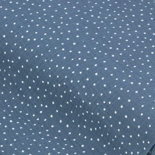Musselin/Doppel-Gaze "Tupfen", blau/weiß