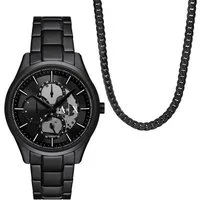 ARMANI EXCHANGE Multifunktionsuhr AX7160SET, (Set, 2-tlg., mit Kette), Armbanduhr, Herrenuhr, Edelstahlarmband, ideal auch als Geschenk
