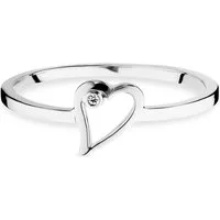 CAÏ Fingerring 925/- Sterling Silber rhodiniert Zirkonia Herz