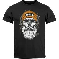 Neverless Print-Shirt Herren T-Shirt Printshirt Moin Skull Windrose Kompass Totenkopf mit Print