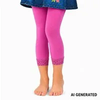 Smarilla 3/4-Leggings Mädchen Capri-Leggings aus Feinstrumpfmaterial mit Spitze