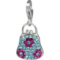 SilberDream Charm-Einhänger SilberDream blau Charm Tasche Zirkonia 925, Charmsanhänger Tasche, 925 Sterling Silber, Farbe: hellblau, fuchsia