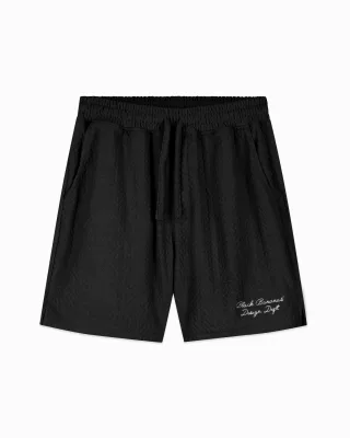 Schwarze Bananen Terry Lounge-Shorts, Schwarz