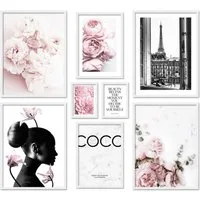 ARTFAVES Bilder-Collage Poster Set Coco I mehrteilige Bilderwand I Wandbilder Rosa, (Wandbilder)