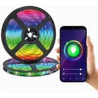 XCOAST LED-Streifen 2m SMARTES SELBSTKLEBENDES LED BAND, dimmbar, 90cm Netzkabel, Music-Sync, 16M Farben, 30 LED/m