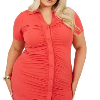 Brave Soul - Minikleid für Damen, Mit Kragen, Extra-Schlank (Cayenne-Rot)