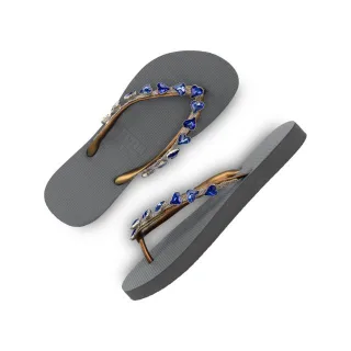 Herzförmiger blauer Flip-Flop silber