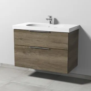 Sanipa 3way Waschtischunterbau zu Geberit Acanto Waschtisch mit 2 Auszügen, Eiche-Nebraska UM41837