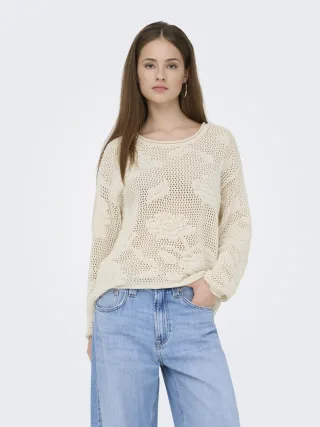 ONLY - ONLSEASIDE LIFE LS PULLOVER CC KNT Ecru - Gr. - XL