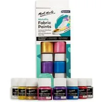Mont Marte Textilfarbe 8 x 20 ml Metallicfarben, Stofffarben mit schimmerndem Metallic-Effekt, Waschfest & bügelfixierbar, für T-Shirts, Taschen & kreative DIY Mode