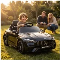 Actionbikes Motors Elektro-Kinderauto Mercedes AMG CLE 53 Fernbedienung & Bremsautomatik, Warnton beim Rückwärtsfahren, Soft-Start, Motorsound beim Starten