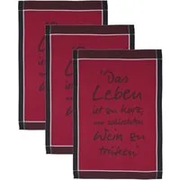 ROSS Geschirrtuch Das Leben ist zu kurz um schlechten Wein zu trinken, (Set, 3-tlg), Sprüchetuch, aus 100% Baumwolle