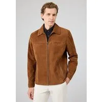 Derimod Lederjacke Mark Wildlederjacke Regular Fit, Reißverschluss, Hemdkragen, Kurz, Lederfutter