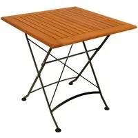 DEGAMO Gartentisch HOFGARTEN (1-St), 75x75cm quadratisch, Stahl schwarz + Eukalyptus, klappbar