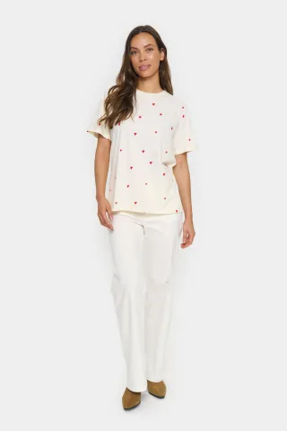 T-shirt Lockere Passform Ice Flame Hearts white red