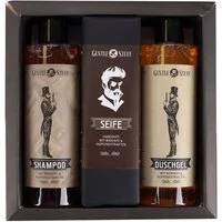 Herz & Heim Pflege-Geschenkset Gentleman Design - Geschenk für Männer mit Duschgel, Shampoo & Seife in Geschenkverpackung, mit Bierhefe und Hopfenextrakten