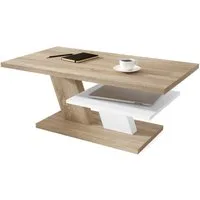 Mazzoni Couchtisch Cliff Sonoma Eiche / Weiß matt Tisch Wohnzimmertisch 110x60x45cm
