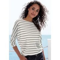 Vivance 3/4-Arm-Shirt mit modischer Streifenstruktur aus luftiger Baumwoll-Viskose-Qualität