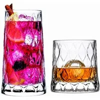 Pasabahce Gläser-Set Leafy Gläser Set – 4x Longdrinkgläser + 4x Whiskyglas, 4-tlg., Glas, 8-tlg. Set, zwei unterschiedliche Größen in einem Set