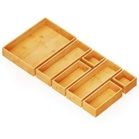 SpaceAid Aufbewahrungsbox Bambus-Schubladenorganizer-Aufbewahrungsboxen-Set (für Küche, Badezimmer, Schreibtisch und Make-up-Organisation, 7 St)
