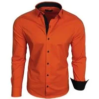 Baxboy Langarmhemd Baxboy Herren Kontrast Hemden Business Freizeit modernes Hemd B-500