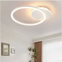 ZMH LED Deckenleuchte Wohnzimmer - 24W 2-Ringen Deckenlampe 3000K Flur Metall Küchenlampe, Augenschutz, Einfache Installtion, LED fest integriert, Warmweiß, Weiß Modern Design Schlafzimmerlampe Flur Büro