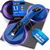 NTG Nutzfahrzeug Technik GmbH Doppelsaugheber Glasheber 2er Set – 60kg Traglast – Profi Vakuum-Saugheber, max. 60 kg Traglast, Öffnungsweite max. 11.8 cm, 2-tlg.], 118 mm Saugteller