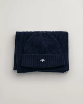 GANT - Shield Beanie & Schal Geschenkset marine