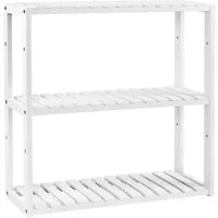 SONGMICS Badregal Badezimmerregal, Bambus Regal, mit 3 verstellbaren Ablagen, Flur, weiß
