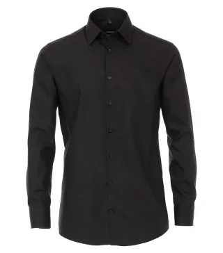 VENTI - Popeline Hemd unifarben extra langer Arm 69cm schwarz - Gr. - 42