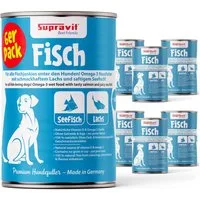 Supravit Nassfutter für Hunde 6 x 820g Dosen - Schmackhaftes Hundefutter nass Fisch, für: Hund