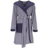 Esprit Damenbademantel Striped Hoody, Kurzform, Jersey, Kapuze, Gürtel, gestreift, mit Kaputze & Logostickerei, kurz