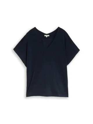 Tom Tailor - Loose Fit Ajour T-Shirt sky captain blue - Gr. - L