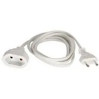 DIW Verlängerungskabel Euro Verlängerung Stecker Kupplung 2m weiß flach Verlängerungskabel, (200 cm), 2 Meter