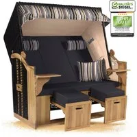 Strandkorb Hanse Strandkorb Strandkorb Ostsee XXL 2,5 Sitzer Volllieger in Schwarz Anthrazit, BxTxH: 150x80x160 cm, Ostsee XXL Volllieger, Ostsee 2,5-Sitzer Modell 2025, Stabiles Wacholder mit handgefertigtem Polyrattangeflecht