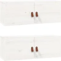 vidaXL Regal Wandschränke 2 Stk. Weiß 80x30x30 cm Massivholz Kiefer, 2-tlg.