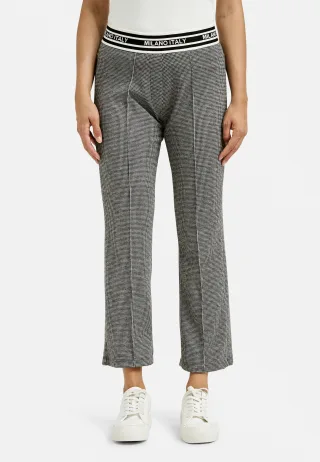Milano Italy - kickflare pants, elastic waist, pin tucks anthracite print - Gr. - XL