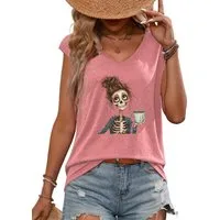 PYLIKE Tanktop Shirts Damen Casual Schädel Ausgefallene bequemes Tanktop Bequem für Freizeit und Büro,Strandurlaub