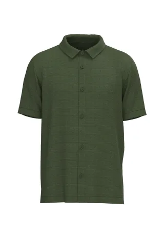 FYNCH-HATTON - Jacquard resort shirt dark khaki - Gr. - M