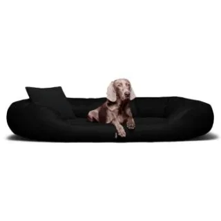 Tierlando ® Orthopädisches Hundebett Sammy VISCO | Kunstleder - High-Tech-Velours schwarz 1,4 m, 30 cm, 1,05 m
