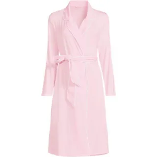 Bademantel mit Paspeln, Damen,  Pink, Elasthan/Viskose-Mischung, by Lands' End