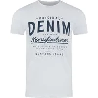 MUSTANG T-Shirt Herren Printshirt Basic Print Regular Tee (1-tlg) Kurzarm Tee Shirt mit Rundhalsausschnitt aus 100% Baumwolle