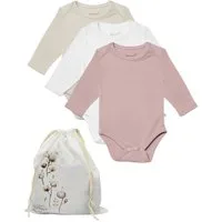 biorganic Langarmbody Waffle (3er Pack) Mehrfarbig Unisex, Baby Body für Jungen und Mädchen (Set, 4-tlg., 3er-Pack Bodys & 1 Beutel) Waffelmuster, Bio-Baumwolle, Größe 56 - 86