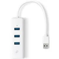 3-Port-USB3.0-Hub & Gigabit-Ethernet-Adapter, USB-Hub weiß