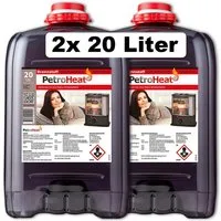 PetroHeat Petroleum 2 Kanister á 20 Liter Brennstoff für Petroleumofen, für mobile Petroleum-Heizung, Petroleumöfen, geruchsarm