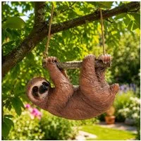 Online-Fuchs Gartenfigur für draußen - Faultier zum Aufhängen - Garten Deko Figuren, hängend 88, (wetterfest, Deko für Garten, Terrasse & Balkon), ca. 17 cm groß, mit Naturseil ca. 28 cm lang
